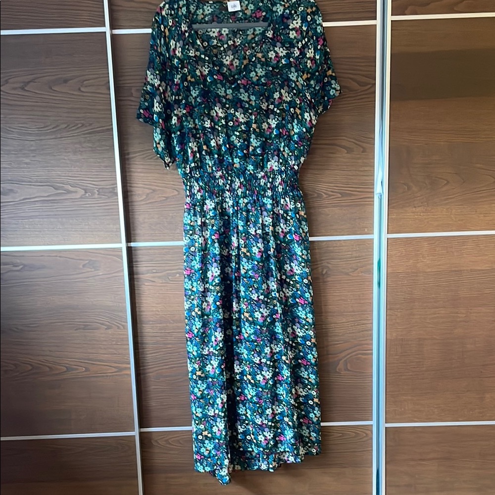 Cabi Fiesta Floral Maxi Dress with Short Sleeves
